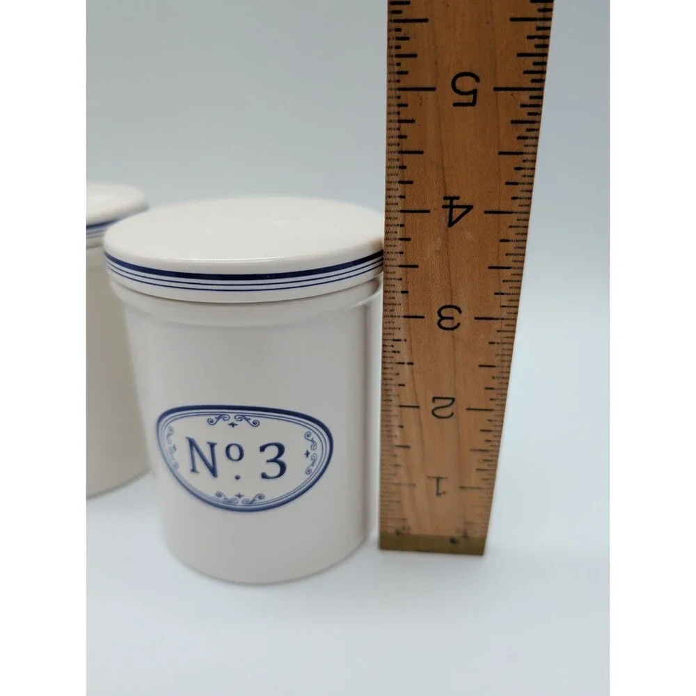 Vtg Sur La Table Le Marais Ceramic Canister Set French Bistro Numbered 1 2 3